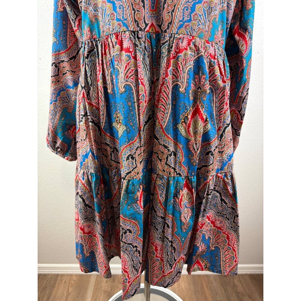 J.Crew Rebecca Ratti Mediterranean Paisley Poplin Dress Size L - Picture 11 of 16
